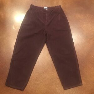 Levi’s Denizen High Rise Loose Taper Burgundy Corduroy Flat Front Pants Sz 12